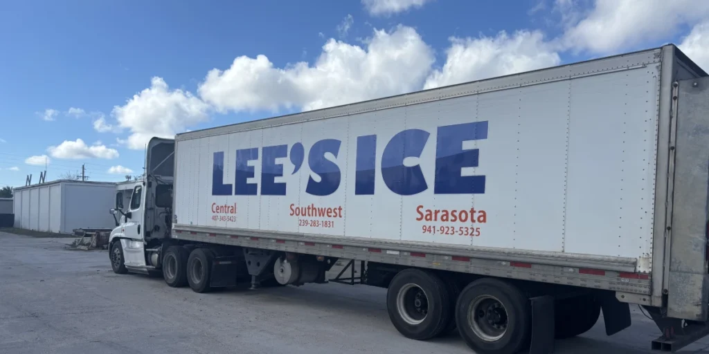 Ice-Delivery truck with southwest florida markings and phone #